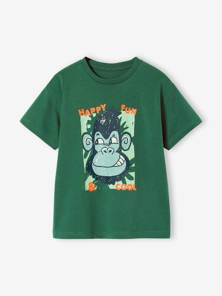 T-shirt jongen korte mouwen dieren dennen+ecru+wit - vertbaudet enfant 