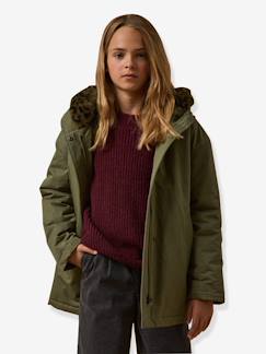 Meisje-Mantel, jas-Korte parka voor meisjes met luipaardvoering CYRILLUS