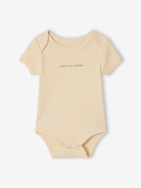 Set van 5 body's met korte mouwen, konijn en wolk ecru - vertbaudet enfant 