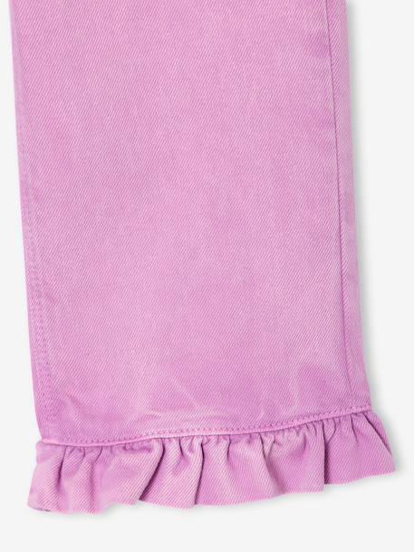 Wijde broek met ruches voor meisjes ecru+lila - vertbaudet enfant 