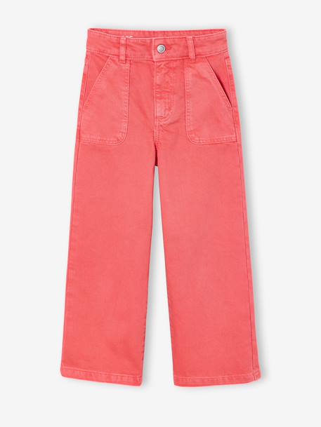 Wijde broek voor meisjes small Morpho groengrijs+kaki+koraal+oudroze - vertbaudet enfant 