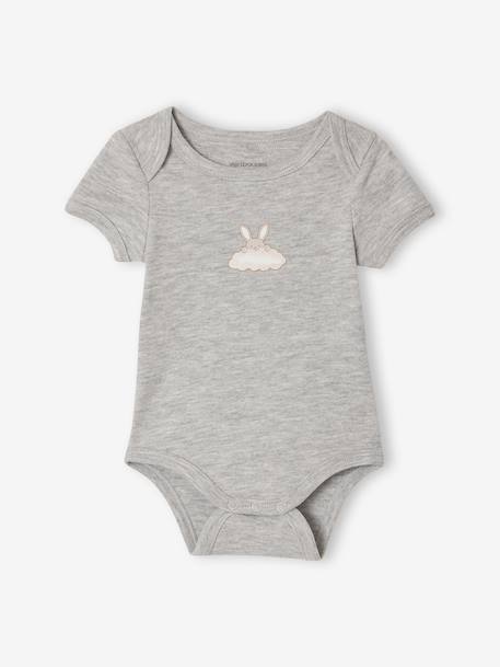 Set van 5 body's met korte mouwen, konijn en wolk ecru - vertbaudet enfant 