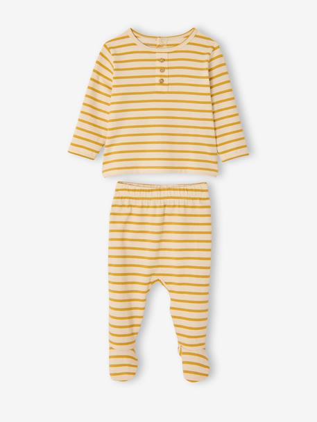 Set van 2 pyjama's voor jongens van biologisch katoen geel - vertbaudet enfant 