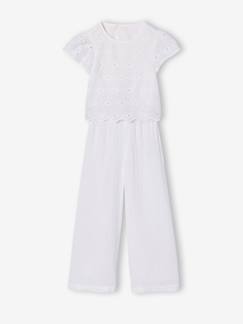 -Jumpsuit broek voor meisjes in Engels borduurwerk