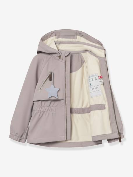 Softshell meisjesjas met capuchon, winddicht en waterafstotend MATALGEA MINI A TURE zachtpaars - vertbaudet enfant 
