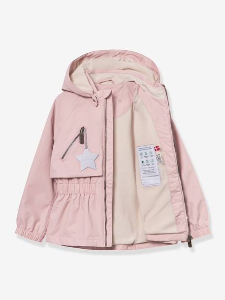 Waterdichte meisjesjas voor het tussenseizoen met fleecevoering MATALGEA MINI A TURE roze (poederkleur)+rozenhout+saliegroen - vertbaudet enfant 