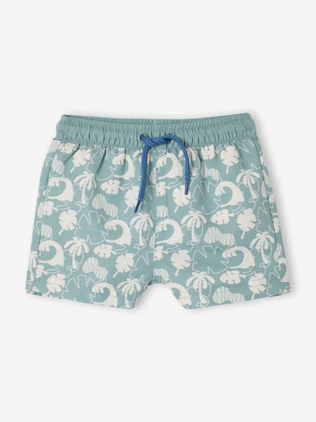 Bedrukte zwemshort voor babyjongens grijsblauw+saliegroen - vertbaudet enfant 