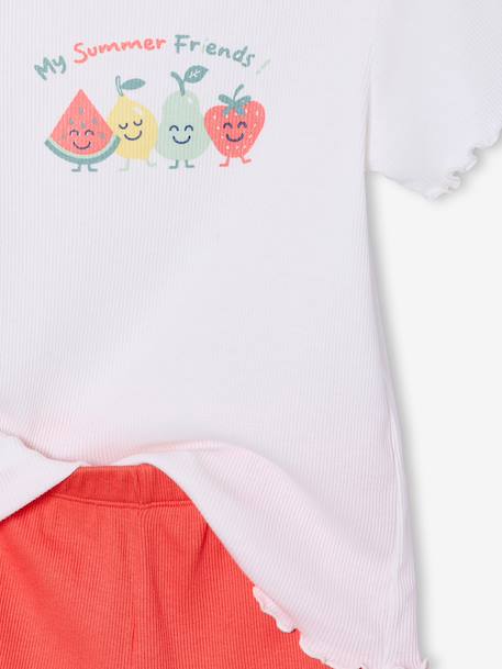 Set pyjama's voor meisjes met lange mouwen ecru - vertbaudet enfant 