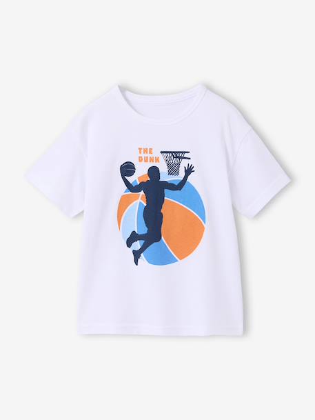 Jongensshirt met korte mouwen en grafisch ontwerp blauwgroen+wit - vertbaudet enfant 
