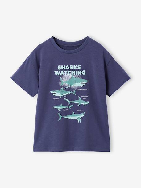 Jongensshirt dierenmotief leiblauw+sinaasappel - vertbaudet enfant 