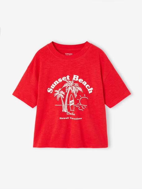 T-shirt voor jongens met print Engels groen+rood - vertbaudet enfant 