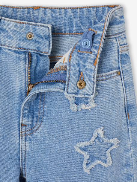 Wijde jeans voor meisjes met sterren denimgrijs+lichtblauw - vertbaudet enfant 