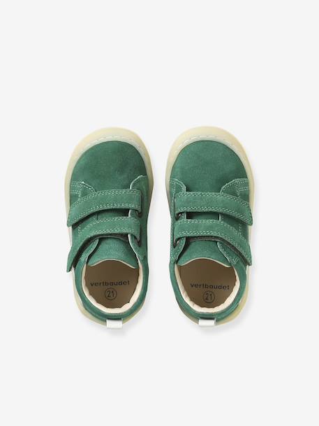 Babyslofjes van zacht leer met antislip beige+blauw+bruin+chocoladebruin+felblauw+groen+oceaanblauw+okergeel+saliegroen+veel beige+veel bruin+veel groen - vertbaudet enfant 
