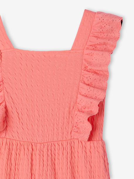 Jumpsuit voor meisjes met ruches koraal - vertbaudet enfant 