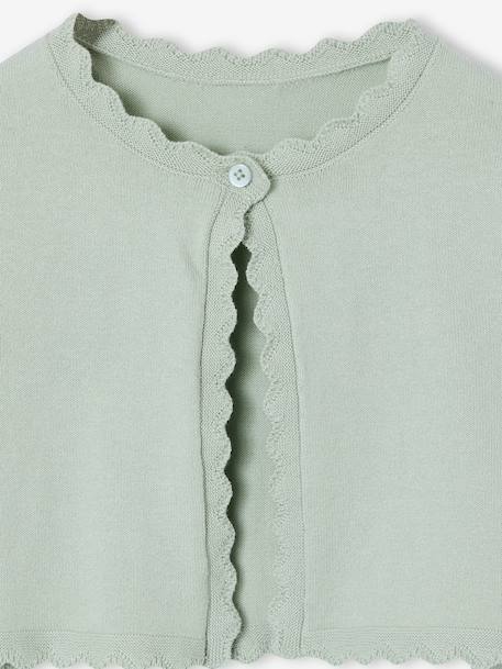 Bolero voor meisjes met een praktische opening saliegroen+wit - vertbaudet enfant 