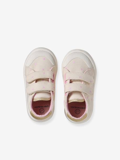 Stoffen tennisschoenen met klittenband voor babymeisjes groen madeliefjesprint+ijsblauw+paars, bedrukt+roze, bedrukt+veel roze+WIT - vertbaudet enfant 