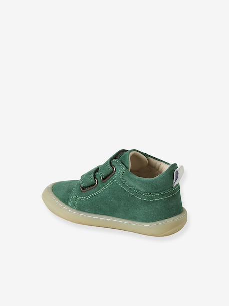 Babyslofjes van zacht leer met antislip beige+blauw+bruin+chocoladebruin+felblauw+groen+oceaanblauw+okergeel+saliegroen+veel beige+veel bruin+veel groen - vertbaudet enfant 