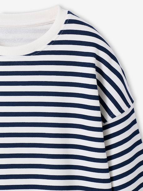 Sweater met wijde pasvorm bruin+marineblauw+vanille - vertbaudet enfant 