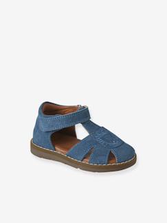 -Gesloten sandalen met klittenband van leer voor baby's