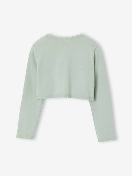 Bolero voor meisjes met een praktische opening saliegroen+wit - vertbaudet enfant 