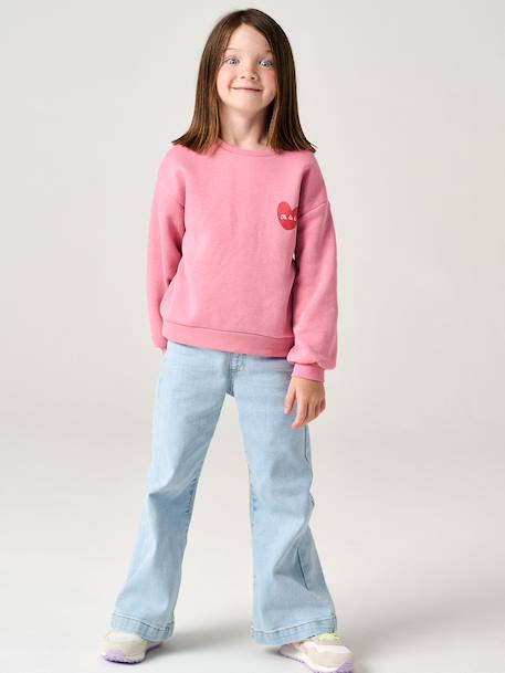 Basic meisjessweater met motief antraciet+donkerpaars+inktblauw+koraal+pioenroos+salie+vanille - vertbaudet enfant 