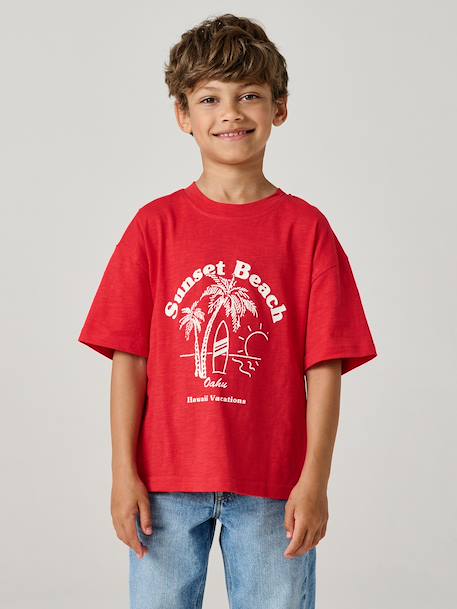 T-shirt voor jongens met print Engels groen+rood - vertbaudet enfant 
