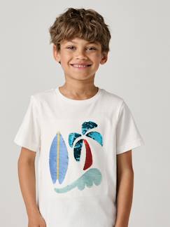 -Jongensshirt met motief in omkeerbare pailletten Basics 