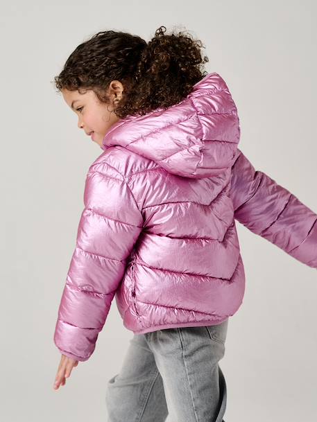 Lichtgewicht donsjack met iriserend effect voor meisjes rozen - vertbaudet enfant 