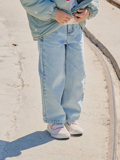 Wijde meisjesjeans medium lichaamsbouw denimgrijs+donkerblauw+lichtblauw+middenblauw - vertbaudet enfant 