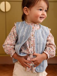 -Mouwloos baby vestje denim bloemen
