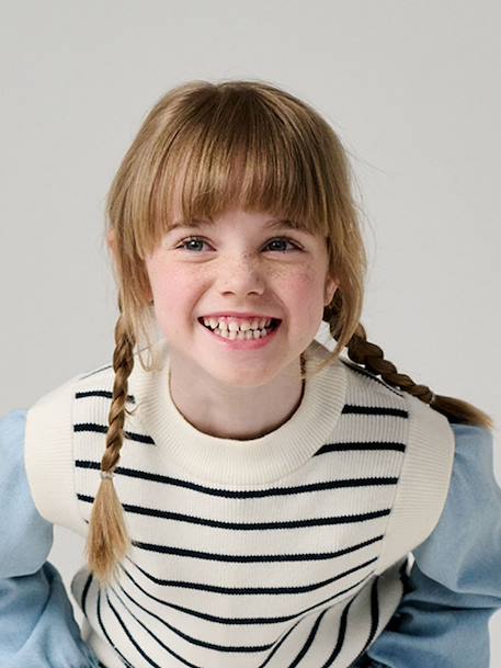 Meisjes trui zonder mouwen ecru+kameel - vertbaudet enfant 