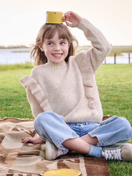 Trui voor meisjes van gebreid materiaal ecru - vertbaudet enfant 