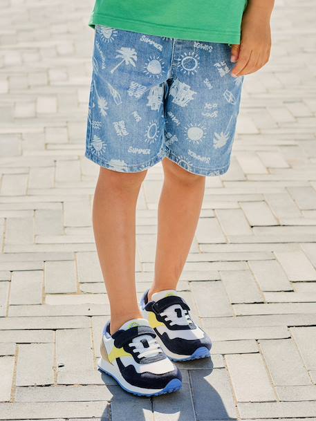 Denim jongensbermuda, gemakkelijk aan te trekken blauw, bedrukt+blauw, gestreept+denimgrijs+double stone+stone - vertbaudet enfant 