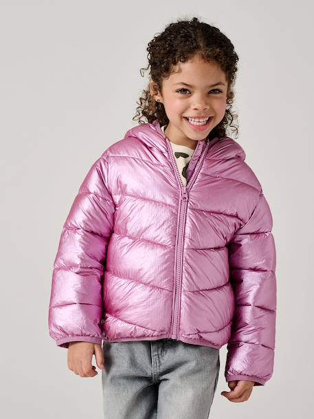 Lichtgewicht donsjack met iriserend effect voor meisjes rozen - vertbaudet enfant 