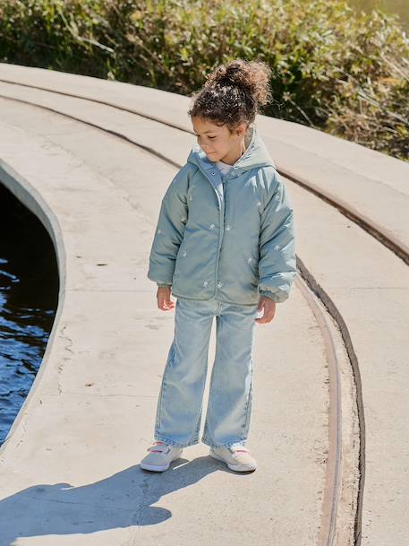 Wijde meisjesjeans medium lichaamsbouw denimgrijs+donkerblauw+lichtblauw+middenblauw - vertbaudet enfant 