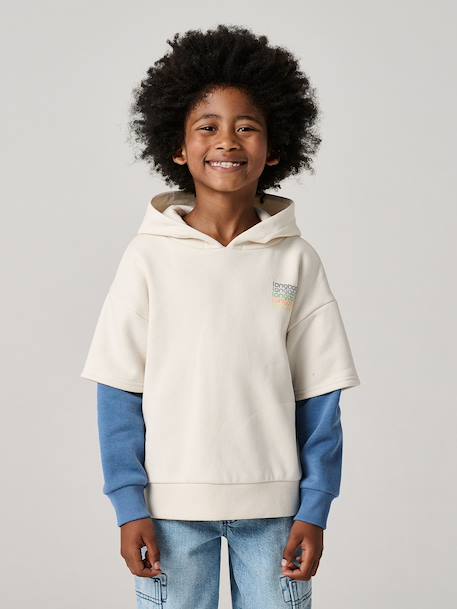 Sweater voor jongens met dubbele mouwen ecru - vertbaudet enfant 