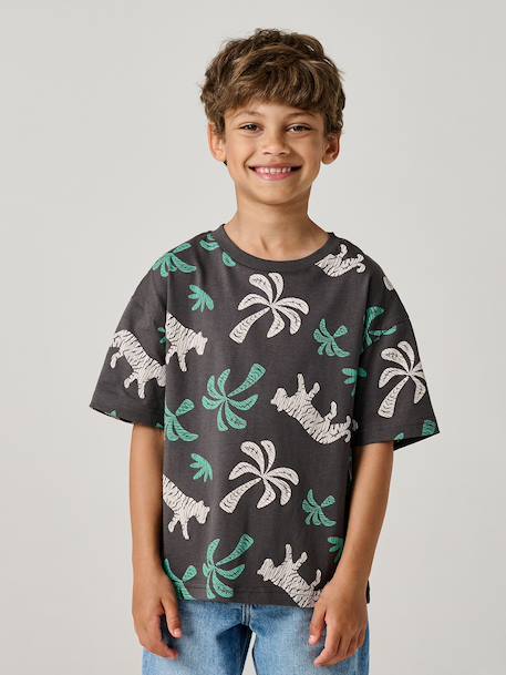 T-shirt jongens korte mouwen antraciet+ecru+wit - vertbaudet enfant 