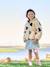 Sherpa vest met capuchon en bloemenprint voor meisjes ecru+vanille+zachtpaars - vertbaudet enfant 