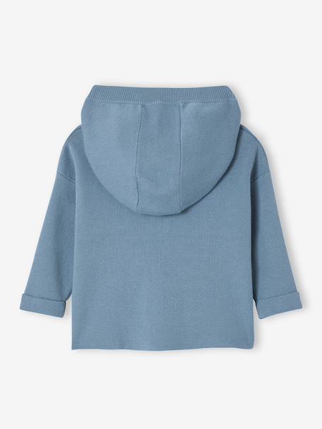 Gestreepte trui met capuchon baby ecru+jeansblauw+terracottategel - vertbaudet enfant 