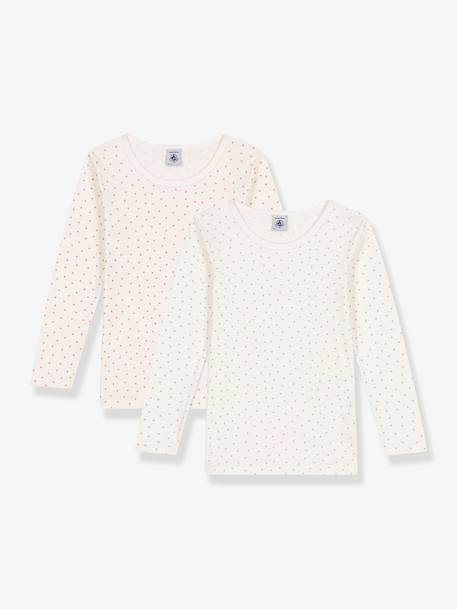 Set van 2 t-shirts met lange mouwen PETIT BATEAU wit - vertbaudet enfant 