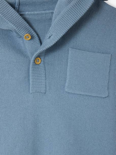 Gestreepte trui met capuchon baby ecru+jeansblauw+terracottategel - vertbaudet enfant 