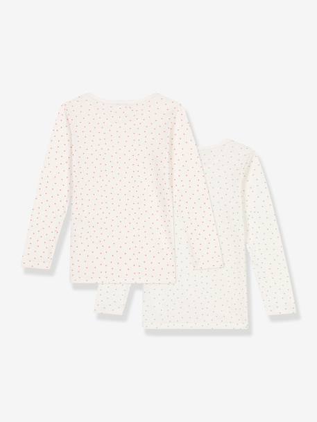 Set van 2 t-shirts met lange mouwen PETIT BATEAU wit - vertbaudet enfant 