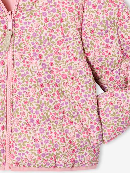 Lichtgewicht omkeerbaar donsjack voor meisjes antraciet+lichtroze+zachtpaars - vertbaudet enfant 
