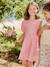 Jurk meisjes Vichy knopen rug koraal - vertbaudet enfant 