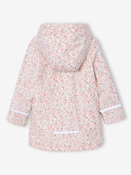 Regenjas voor meisjes met capuchon en sherpa voering antraciet+indigoblauw+meerkleurig - vertbaudet enfant 