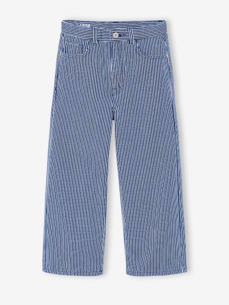 Gestreepte wijde broek voor meisjes blauw, gestreept - vertbaudet enfant 