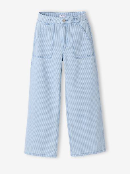 Gestreepte wijde broek voor meisjes blauw, gestreept - vertbaudet enfant 