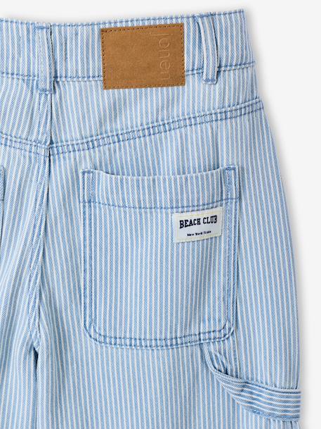 Gestreepte wijde broek voor meisjes blauw, gestreept - vertbaudet enfant 