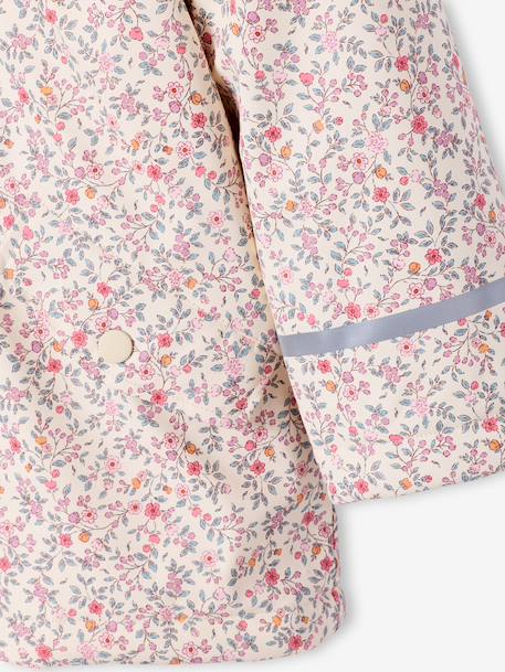 Regenjas voor meisjes met capuchon en sherpa voering antraciet+indigoblauw+meerkleurig - vertbaudet enfant 