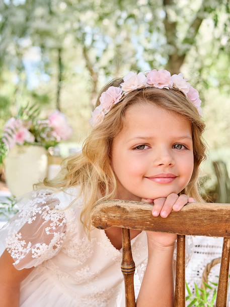 Meisjesjurk van kant en tule wit - vertbaudet enfant 